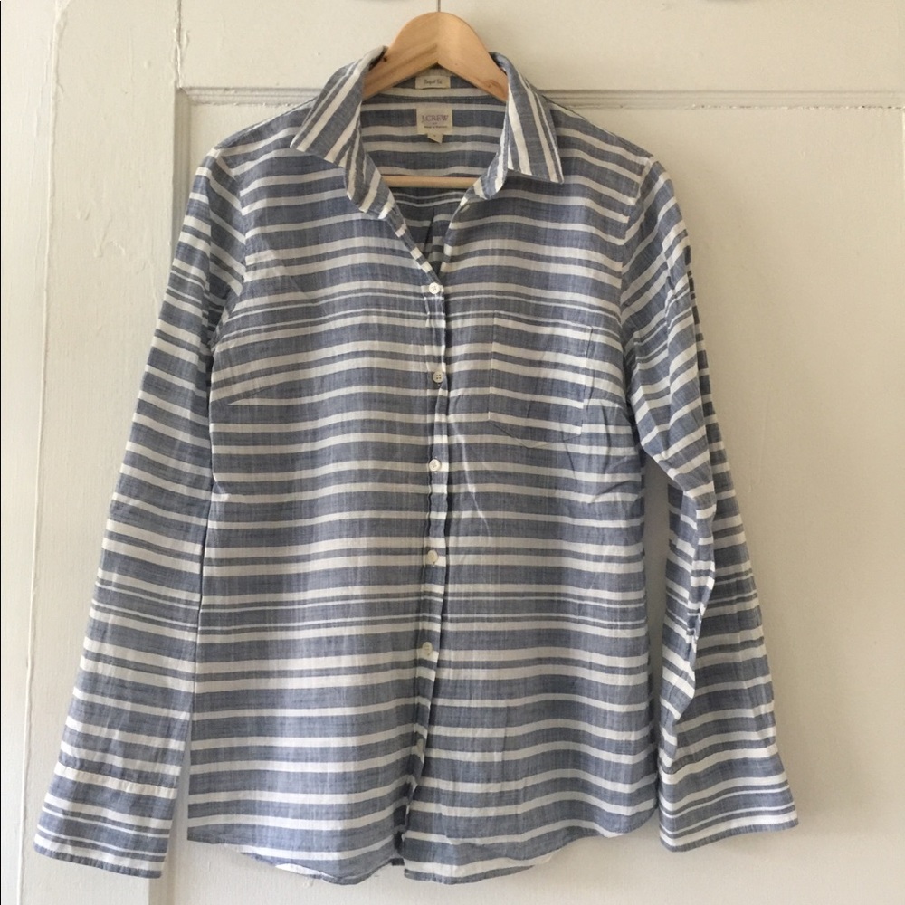 J. Crew linen striped button down